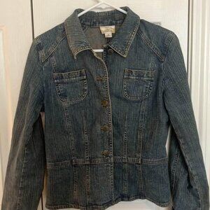 Ann Taylor Loft Ladies Distressed Blue Jean Jacket Size 6